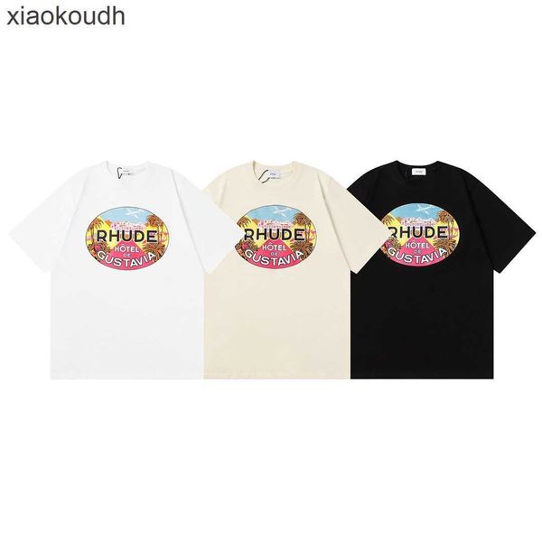 Rhude High End Designer Vêtements pour le printemps / été de la nouvelle demi-manche d'anime de dessin anime de dessin animé couple T-shirt à manches courtes avec des étiquettes originales de 1: 1