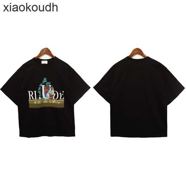 Rhude High End Designer Vêtements pour le printemps / été de la lettre de personnalité pour hommes de la rue Nouveau High Street Impression de t-shirts à manches courtes avec des étiquettes originales de 1: 1