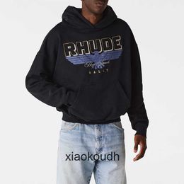 Hoodies de créateurs haut de gamme Rhude pour Eagle Alphabet Imprimé High Street Mens and Womens Hooded Sweatshirt Couple Fashion Sweat à capuche avec 1: 1 Étiquettes originales