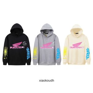 Rhude High End Designer Hoodies for Lendy Motorcycle Spider Web Impreso Hip-Hop Capital Capualy para hombres y mujeres con etiquetas originales 1: 1