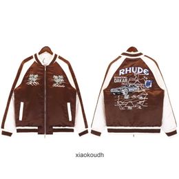 Rhude High End Designer Jackets for Fashion Borded Letters Baseball Chaqueta con chaqueta para otoño e invierno con etiquetas originales 1: 1