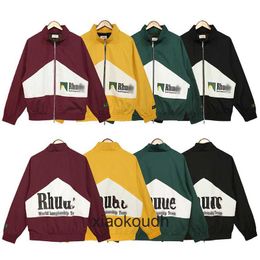 Rhude High End Designer Jackets para la chaqueta corta de impresión de la cremallera de moda con etiquetas originales 1: 1