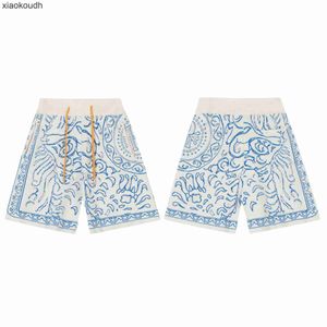 Rhude high -end designer shorts voor zomer nieuwe cashew flower gebreide trekkoord shorts unisex batch met 1: 1 originele labels