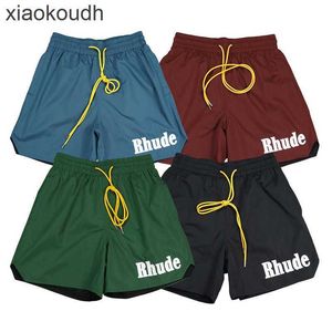 Rhude high -end designer shorts voor zomer solide kleur geborduurde logo letter casual trendy heren strandbroek met 1: 1 originele labels