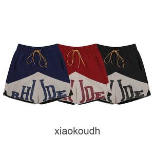 Rhude High End Designer Shorts voor Tide Micro Printing Color Contrast Paces Casual Shorts voor Unisex High Street Beach Sports met 1: 1 originele labels