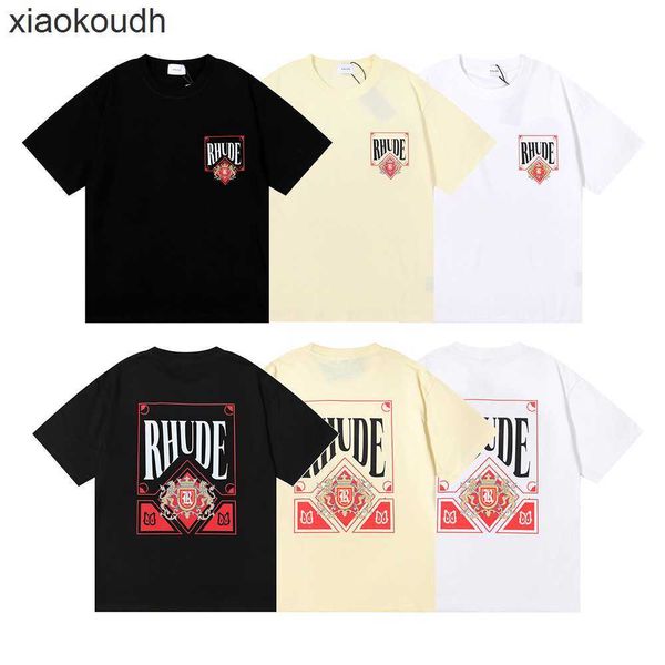 T-shirts de créateurs haut de gamme Rhude pour les petits et à la mode à la carte rouge Impression des hommes hip-hop et des femmes à manches courtes décontractées avec des étiquettes originales de 1: 1