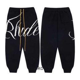 Rhude high -end designer broek voor correct van trendy letters reflecterende casual broek voor mannen en vrouwen high street pants met 1: 1 originele labels