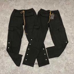 Rhude high -end designer broek voor high street drawstring overalls breasted pants multi pocky rechte casual broek met 1: 1 originele labels