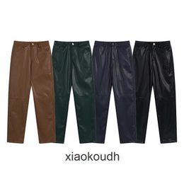 Pantalon de créateur haut de gamme Rhude pour la broderie Pantalon de cuir Pu décontracté pour hommes et femmes Pantalon de jambe droite avec 1: 1 étiquettes originales