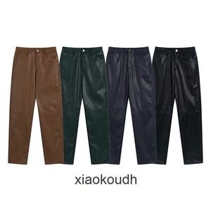 Rhude high -end designer broek voor brief borduurwerk casual pu lederen broek voor mannen en vrouwen high street rechte been broek met 1: 1 originele labels