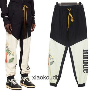 Rhude high -end designer broek voor trendy en mode herfst casual broek contrast kleur overalls mode heren kokosboom leggings met 1: 1 originele labels