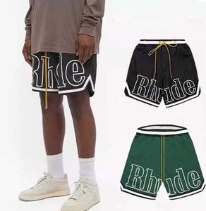 Rhude Hoge Kwaliteit Mannen Ademend Strand Shorts Vrouwen Casual Mesh Track Oversized Rhude Taille Trekkoord Qyw2