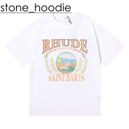 Rhude hiphop streetwear beroemde ontwerper heren T-shirt mode Rhude shirt hoge kwaliteit korte mouw grafisch bedrukte kleding sneldrogend Rhude shirt polo 5628