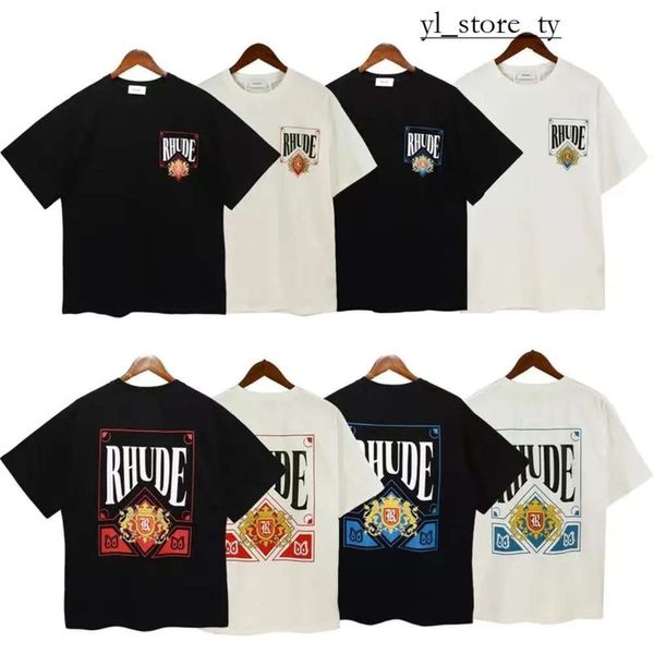 Rhude Hip Hop Streetwear Famoso diseñador de diseñador Mens Camiseta Trendy Rhude Camisa Ropa de manga corta de alta calidad impresa