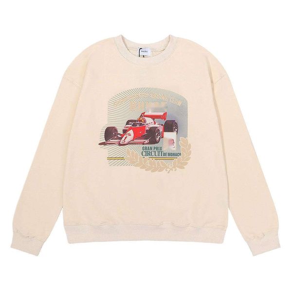 Rhude Sudadera con capucha Diseñador Sudaderas de moda Marca F1 Racing Car HD Impreso Algodón puro Terry Hip Hop Hombres y mujeres Suéter de cuello redondo informal