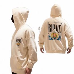 rhude hoodie designer mens Hoodie Letter Print Loose Long Sleeve Hoodies Fashion Sports Hoodie para hombres mujeres Marca de lujo de alta calidad Sudadera EE. UU. S Z6ds #