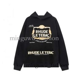 Rhude Hoodie met volledige ritssluiting Hoodiesjack Designer High Street Fashion Brand Letterborduurwerk Rhude Losse badstof vest trui voor heren en 357 71