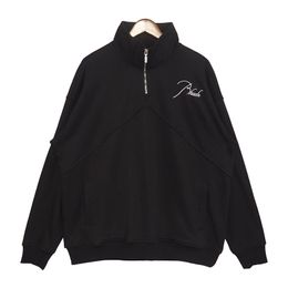 rhude à capuche hommes designer à capuche marque de mode hoodies hommes debout cou demi fermeture éclair lettre impression casual homme couple top sport lâche hommes shirts