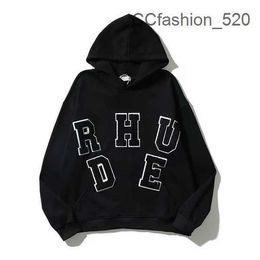 Rhude Sudadera con capucha Suéter para hombre Rhude Diseñador Sudadera con capucha Letra impresa Manga larga Calle Vacaciones Casual Pareja Misma ropa YCJM