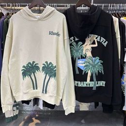 Rhude Hoodies Designer Sweatshirt Luxe mode heren Hoodies sweatshirts Port Coconut Beach Beauty Print losse capual kap voor mannen en vrouwen