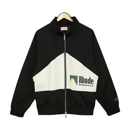 rhude veste hommes designer veste manteau col montant fermeture éclair lettre correspondant shorts pilote veste hommes haut décontracté polyvalent lâche raccord desginer hommes manteaux printemps