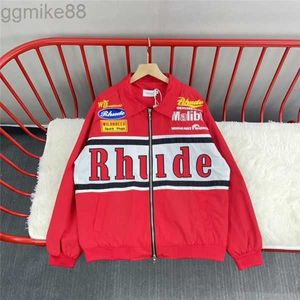 Rhude Jacken Männer Frauen Top Qualität Hip Hop Oberbekleidung Abzeichen Gesticktes Revers Windjacke Mäntel Schwarz Rot Rhude Jacke 3 NG76