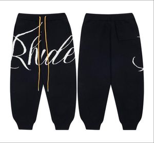 RHUDE tricoté Alphabet en relief haute rue américain cordon Leggings marque de mode populaire automne et hiver pantalon ample mâle5030056