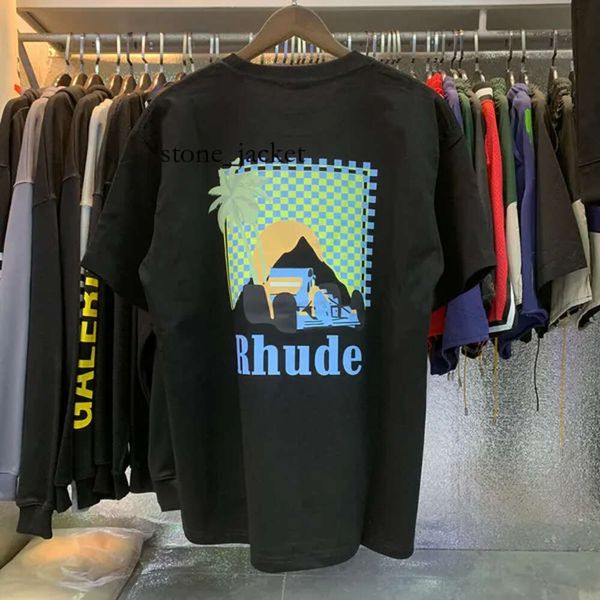 Rhude Luxury Mens T Shirts Diseñador de moda de verano Camisetas Calle Casual Manga corta Estilo de playa Camisetas Camisa de impresión de algodón Marca de moda Rhude White Fox Shirt 2059