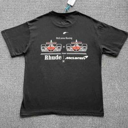 Rhude / McLaren Formula F1 Racing Print High Street Fashion T-shirt met korte losse mouwen Spot Goederen T-shirts Z13y