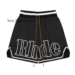 Rhude Men Ademend strand shorts topkwaliteit mode Sprot mannen vrouwen casual mesh track ademende oversized rhude shorts taille drawing shorts gratis 692