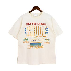 Rhude Men's Designer Plus taille T-shirts Unisexe T-shirts poids lourd Big T-shirt vintage Hip Hop Tee surdimension