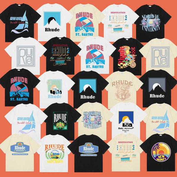 Rhude T-shirts pour hommes 24SS Designer Version haute Mode RHUDE Collection à manches courtes Tunnel Résumé High Street Fog Loose Couple T-shirt décontracté