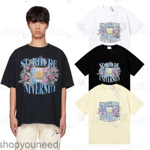 Rhude Mens Designer T-shirt Top Craft Summer Fashion Designer T-shirts Street Casual Manches courtes Style de plage T-shirt Coton Imprimé Rhude Shirt