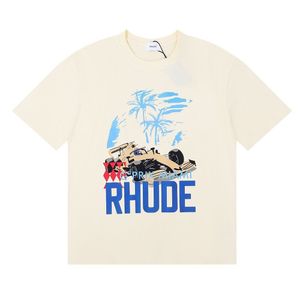 Rhude Mens Designer T-shirt Womens Shirt New Tide Shorts SHORSE CHIDE RHUDE T-SHIRTS LUXEM