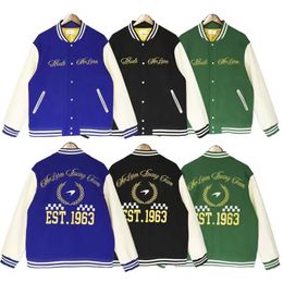 Rhude Mens Varsity Jacket Y2K American Vintage Baseball Letterman Jacket Jacket Dames geborduurde print High Street Coat verkrijgbaar in verschillende stijlen