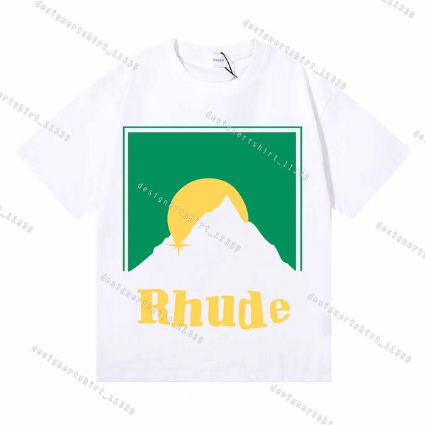 RHUDE MENS CHIRTS DESCRIRES HOMME CHIRT DESSIGNER T-shirts Crew Neck Sheeve Breathable Cotton Print Floral Sport en liberté Summer Vacation Summer Men Tshirt Mens T-shirt