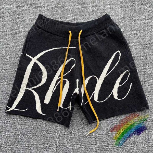 Jacquard femmes été Rhude cordon hommes hommes Shorts 1 meilleure qualité jaune tricot culotte Yta5 Wo22