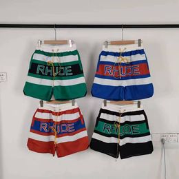 RHUDE MENS Shorts Designer Brand de luxe Classic Striped Letter Imprimé logo Loose plus taille Mens Shorts Summer Bel