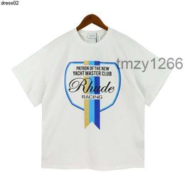 Rhude Heren t-shirt Designer voor mannen Korte mouw Rhudes Printing Shirts Tee Top Losse T-shirt Vrouw Oversized Tops Aziatische maat Polo M22W