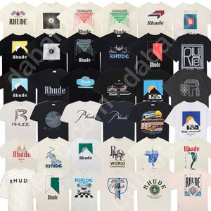 Primavera de verano Rhude T Shirt Man T CHISHS Mujeres Tees Skateboard Men de gran tamaño Camiseta de manga corta Camisetas de lujo para hombres Tamaño asiático S-XXL