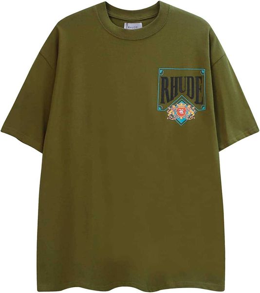 RHUDE Rhude Cotton Mens Fashion T shirt Summer T-Shirts Prima e Dopo La tendenza delle carte da gioco Stampa Camicie a maniche corte da donna da uomo grasso