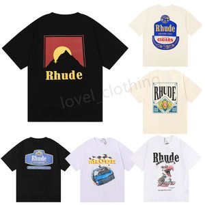 Rhude Mens T-shirt Designer Travel T-Shirts Summer Femmes Tshirt Topp Place Tops Vêtements Print Tee Black Blanc Beige Shirts Sports T-shirt