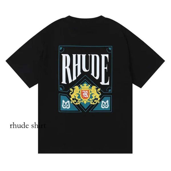 Rhude Mens T Shirt High Quality Tess Designer Fashion Casual Maneve Short America Men Mujeres Mujeres redondeadas Camas de cuello redondeo S-XXL 266