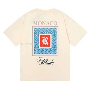 Diseñador camiseta rhude mascul tess diseñador de moda casual manga de manga corta estadounidense hombres para mujeres camisetas redondeadas de cuello redondeado S-xxl