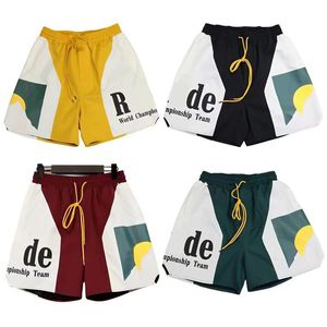 Rhude Mens Tracksuits -ontwerpers Gedrukte patchwork contrasterende jas en shorts voor mannen Pak Amerikaanse casual straatstijl kunnen afzonderlijk worden gekocht