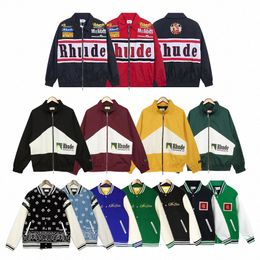 Rhude Chaqueta universitaria para hombre Y2k American Vintage Baseball Letterman Chaqueta Chaqueta para mujer con estampado bordado Abrigo High Street disponible en una variedad de estilos Tamaño M-XXL