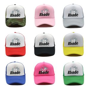 Rhude Hats de malla impresa Casquette Casquette Casquette Hip-Hop Baseball Tap Tap Caps Trendy Brand Fashion Truck Hat CSD2404271