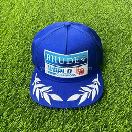 RHUDE Gorra de cigarro rusa Gorra de béisbol americana ajustable Gorra de ala plana bordada de cuero PU para hombres y mujeres Verano