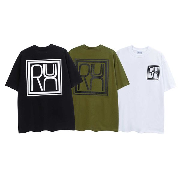 Rhude Seal manches courtes noir coton hommes mode d'été ample demi col rond Couple T-shirt