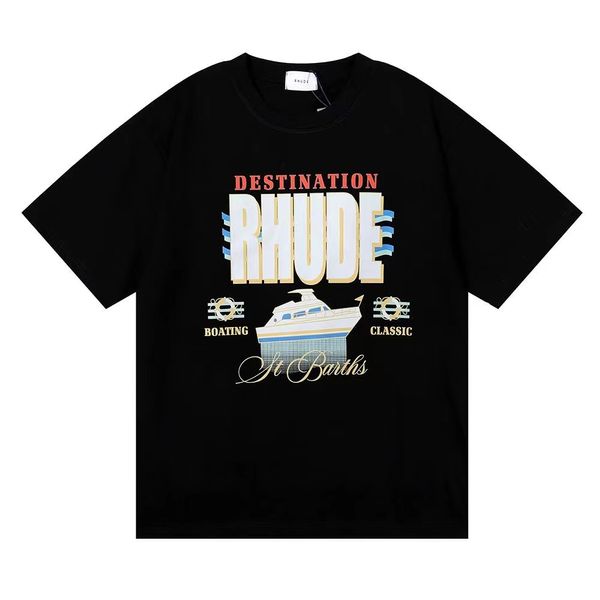 Rhude Shi Diseñador T Shis Hombre Shos Mujeres Camisetas gráficas Patrón Tops Verano Sho Manga Tshi Hip Hop Letra Graffiti Imprimir Suelto Shis Rhude Causal 261